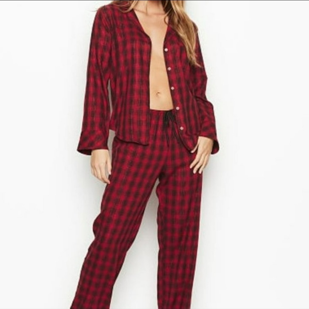 Victoria's Secret Shimmer Plaid Pajama Top Size Women's XS